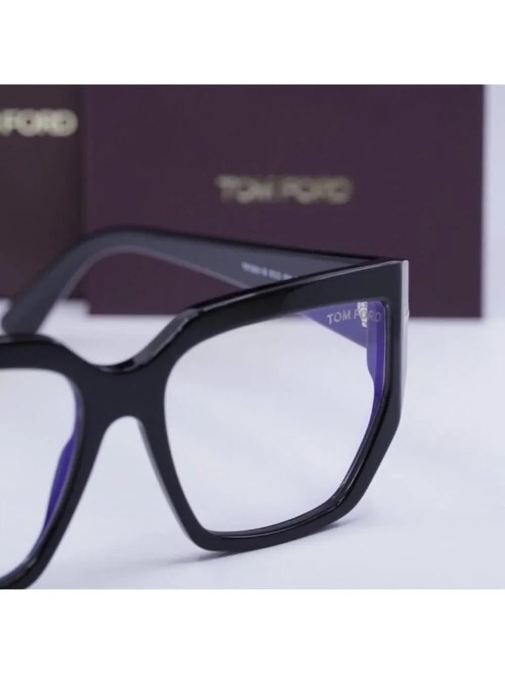 Tom Ford FT5951-B 001 Square Eyeglasses 54mm - Shiny Black/Blue Light block